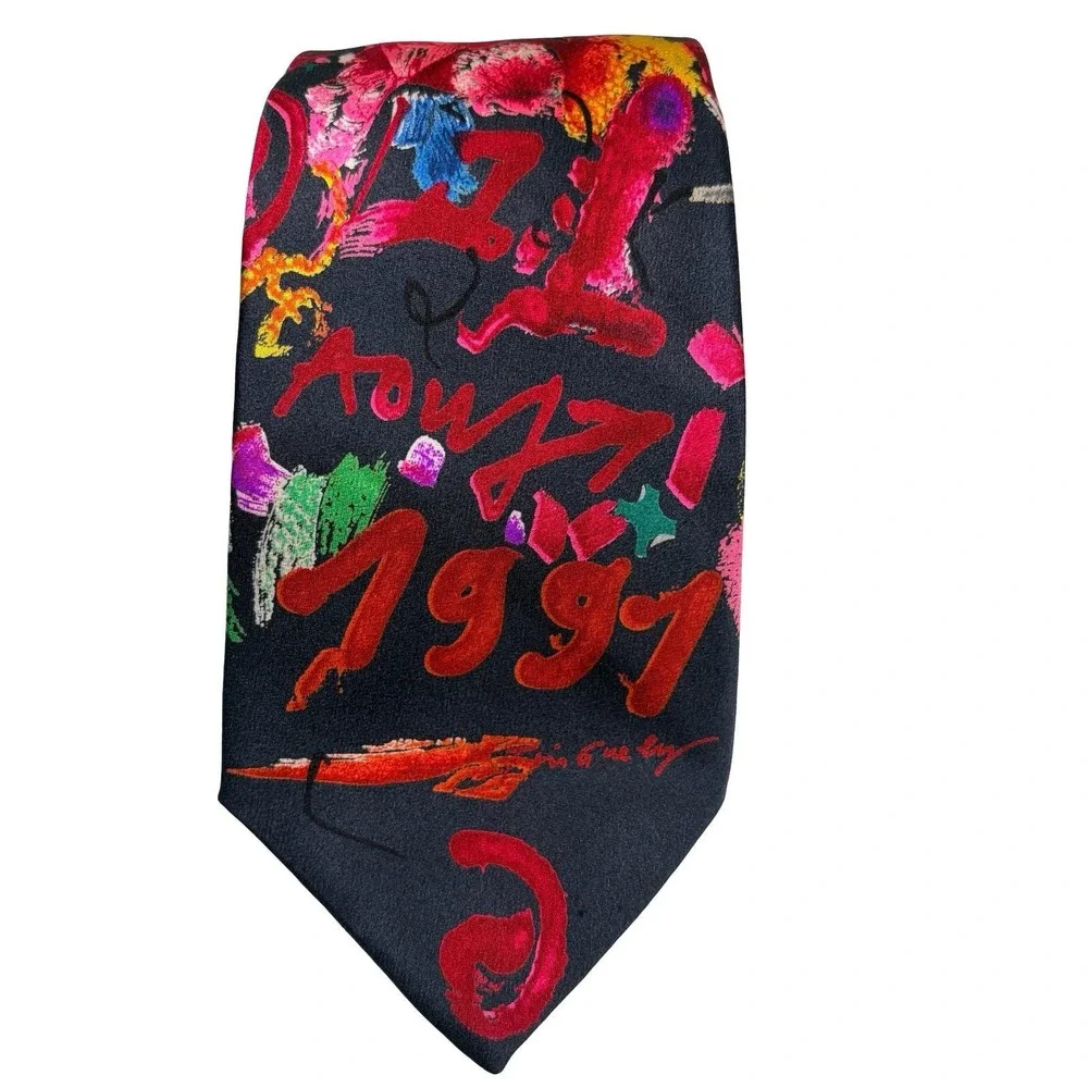 Rare‎ Jean Tinguely 1991 Memorial Silk Tie Fabric Frontline Zurich Swiss Art
